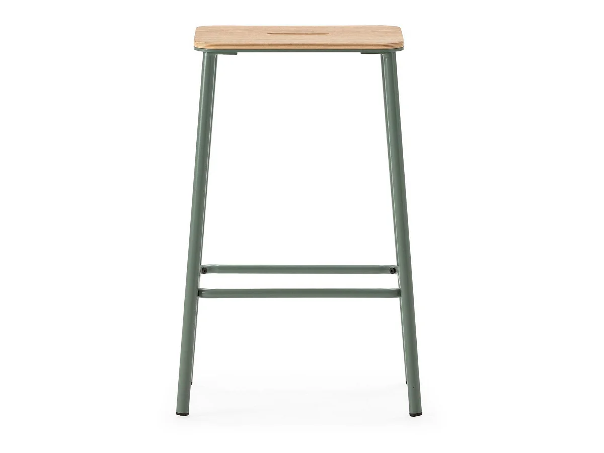 Lot de 4 tabourets de bar H65cm en bois naturel pied en métal aigue-marine - BAHIA