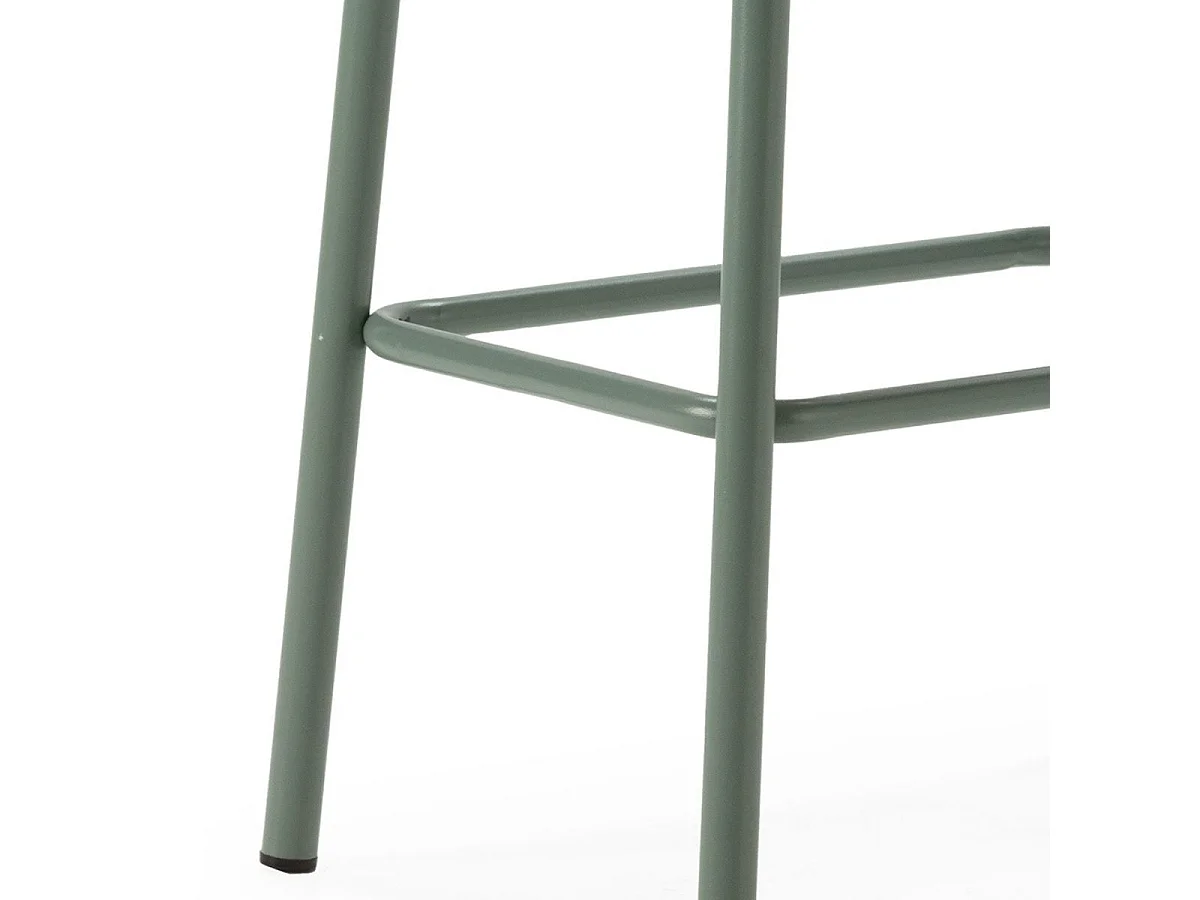 Lot de 4 tabourets de bar H65cm en bois naturel pied en métal aigue-marine - BAHIA