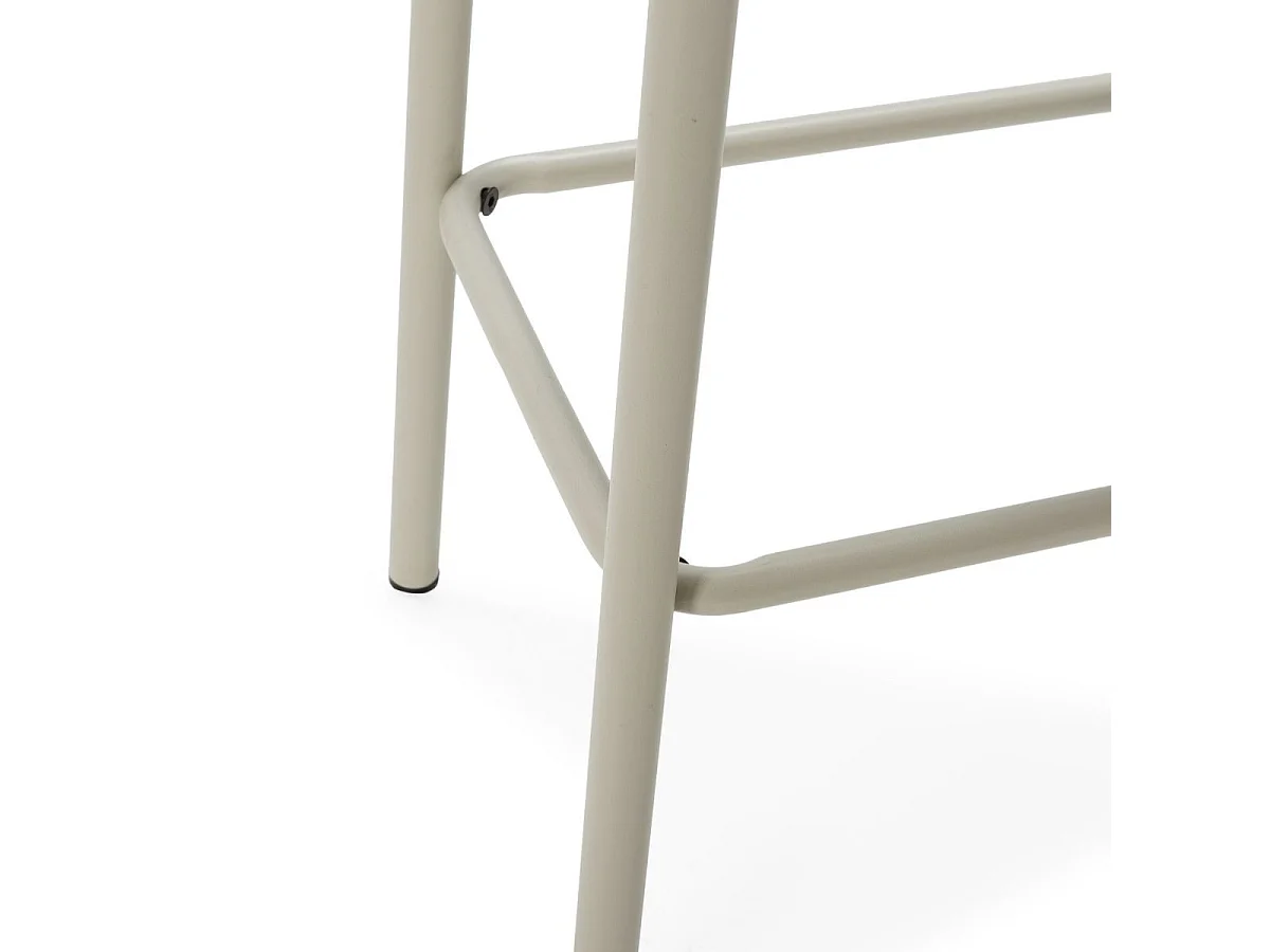 Lot de 4 tabourets de bar H65cm en bois naturel pied en métal beige - BAHIA