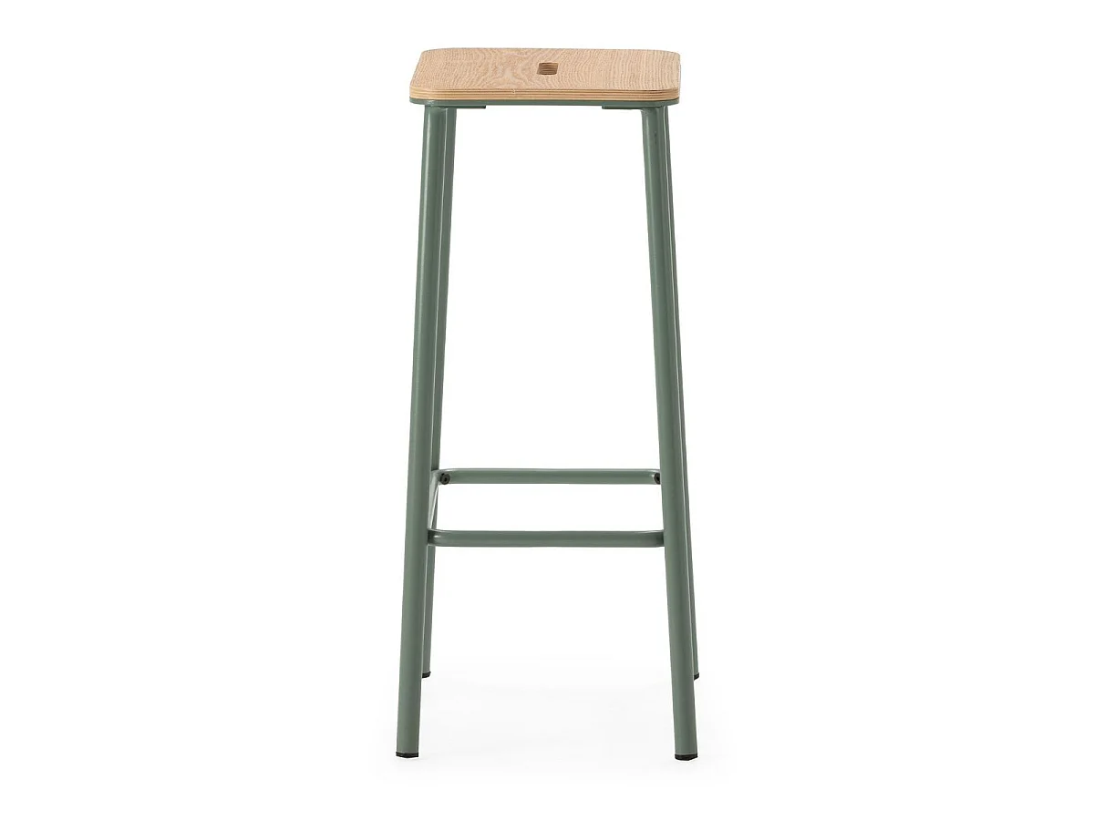 Lot de 2 tabourets de bar H65cm en bois naturel pied en métal aigue-marine - BAHIA