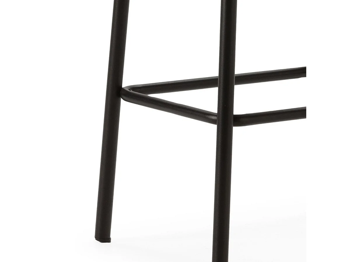 Lot de 4 tabourets de bar H65cm en bois naturel pied en métal noir - BAHIA