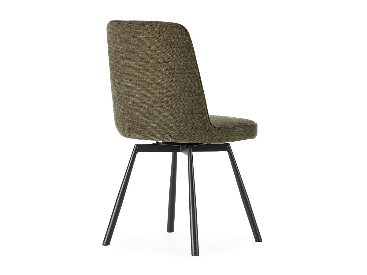 Lot de 6 chaises pivotantes tissu maillé vert surpiqûres décalées et pieds en métal noir - MICHAL