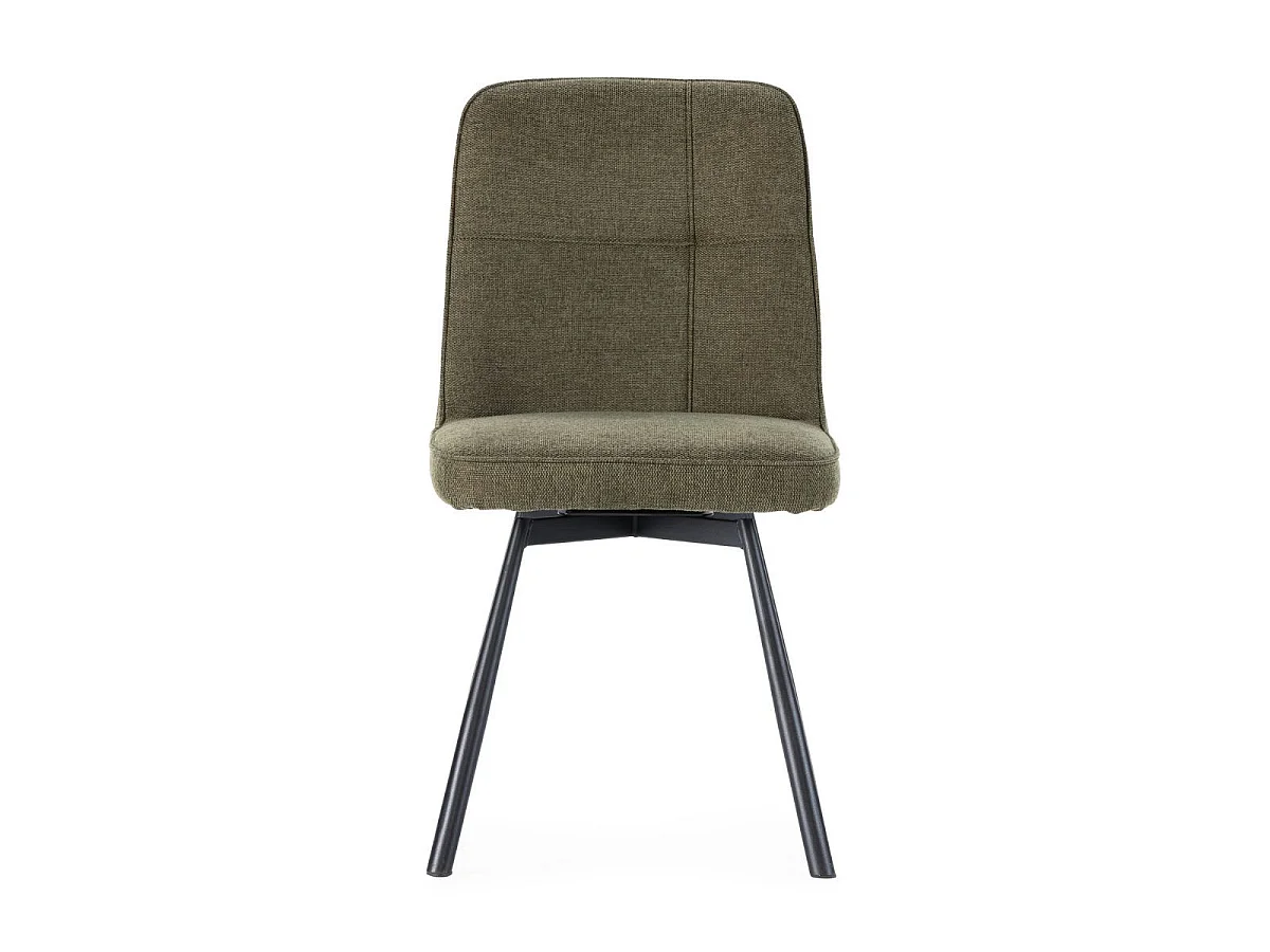 Lot de 6 chaises pivotantes tissu maillé vert surpiqûres décalées et pieds en métal noir - MICHAL