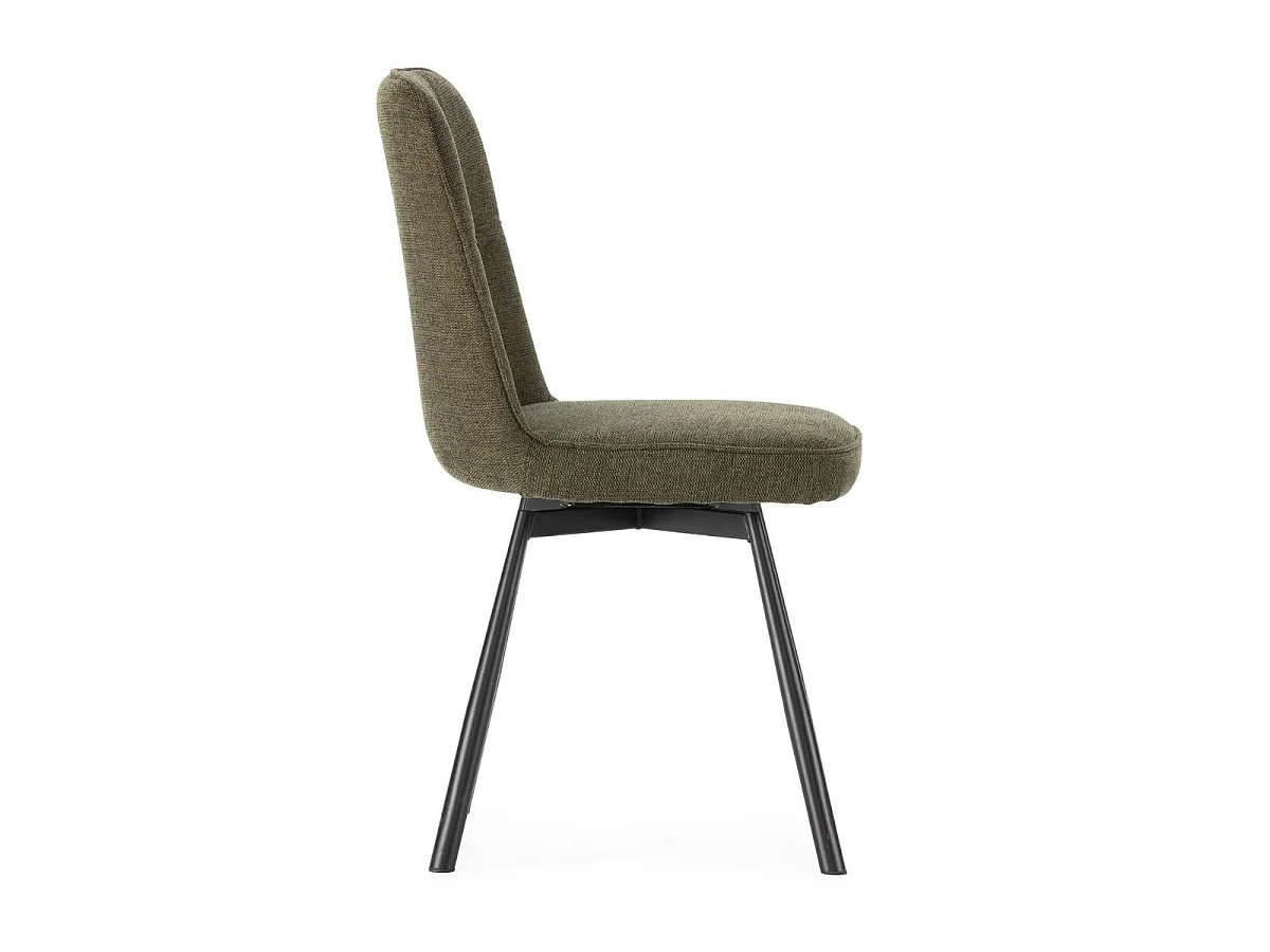 Lot de 6 chaises pivotantes tissu maillé vert surpiqûres décalées et pieds en métal noir - MICHAL