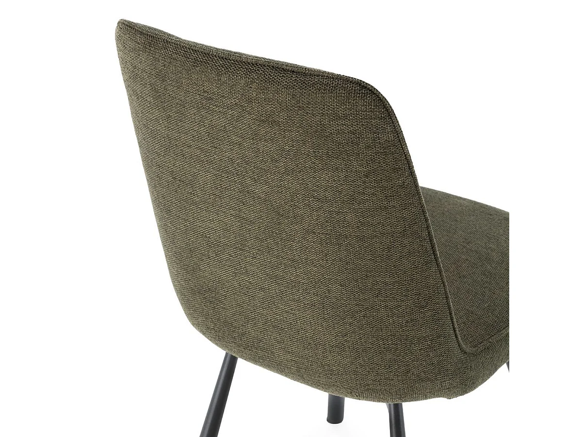Lot de 6 chaises pivotantes tissu maillé vert surpiqûres décalées et pieds en métal noir - MICHAL