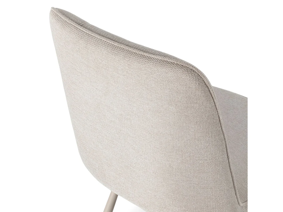 Lot de 6 chaises pivotantes tissu maillé beige surpiqûres décalées et pieds en métal crème - MICHAL
