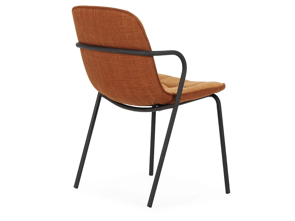 Lot de 2 chaises en tissu chiné rouille 2 tons et métal noir - GIANA