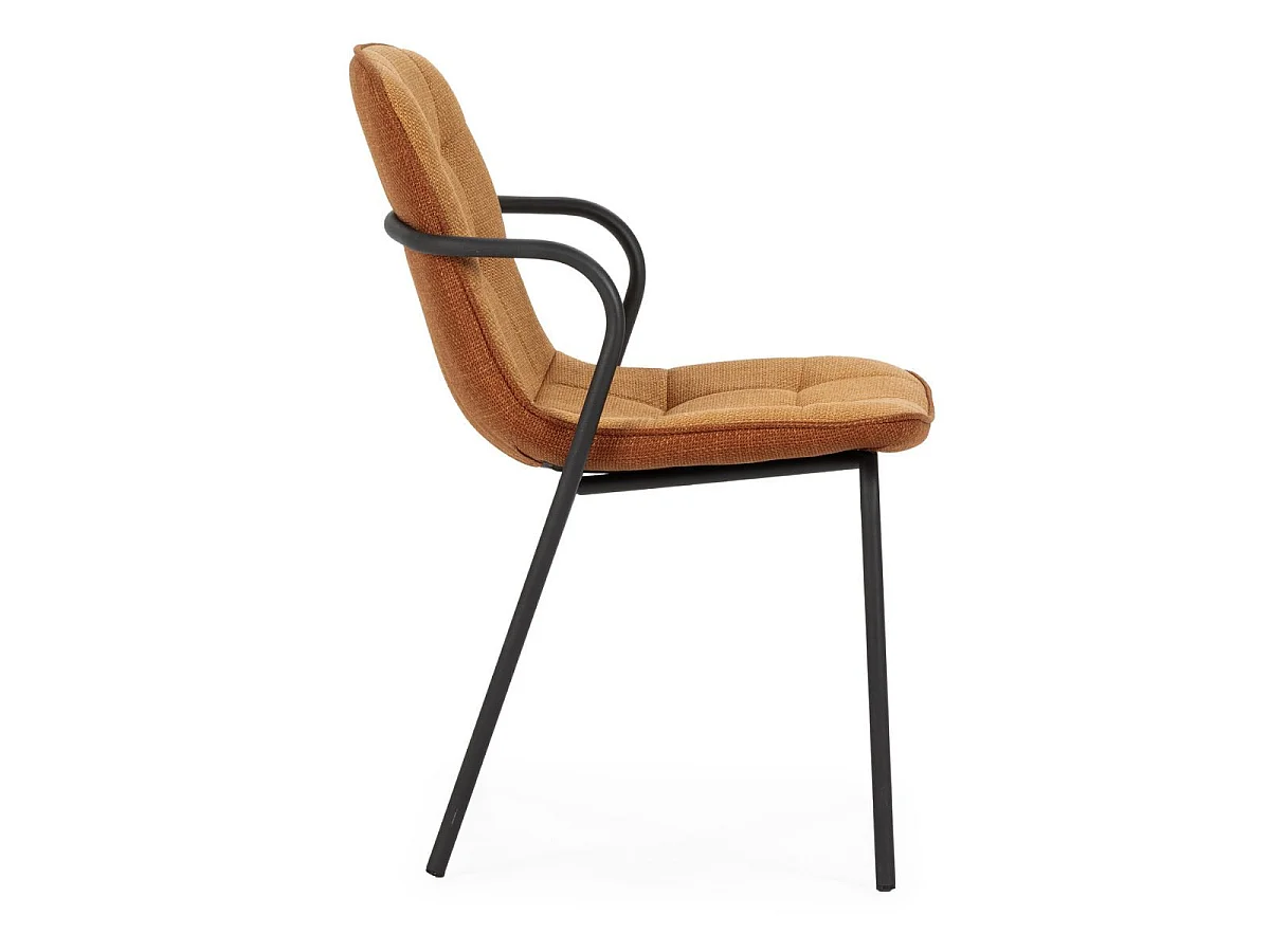 Lot de 2 chaises en tissu chiné rouille 2 tons et métal noir - GIANA