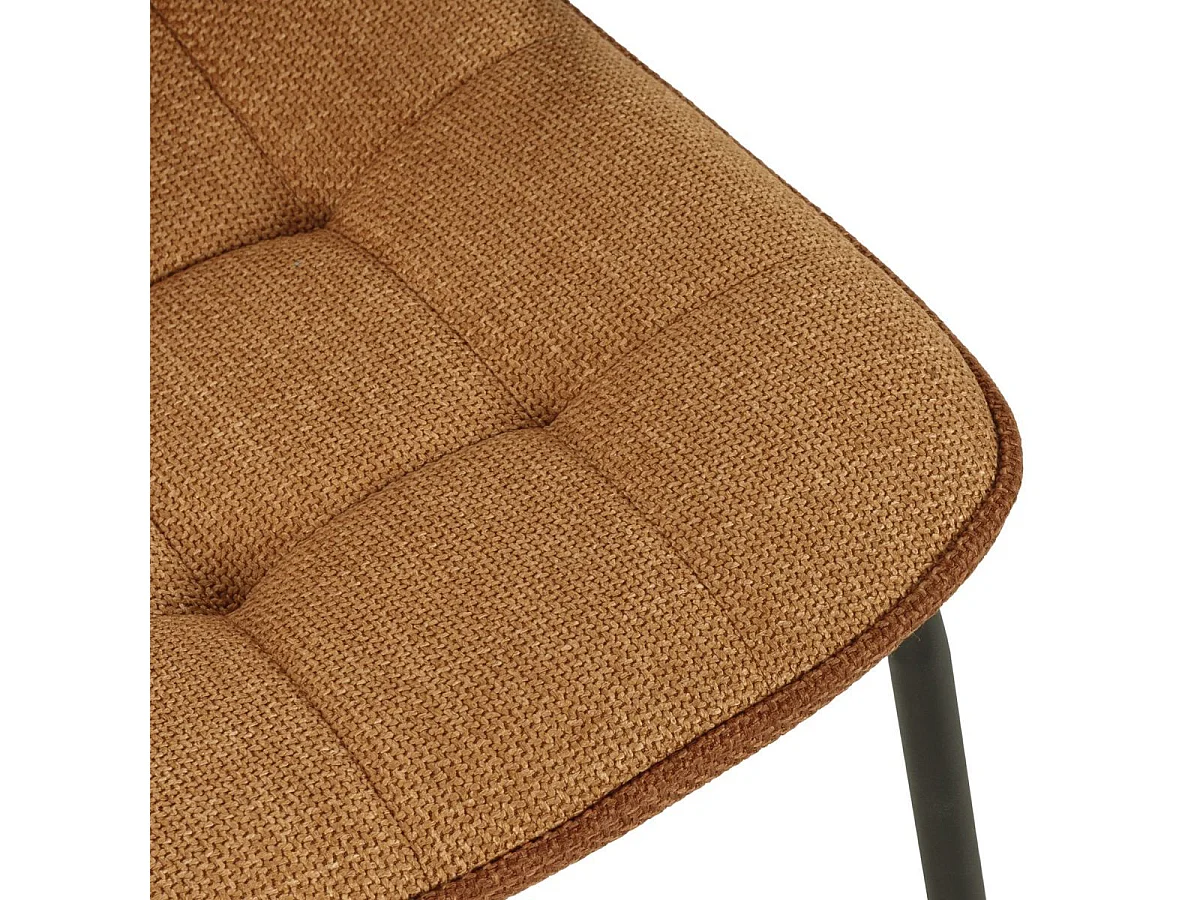 Lot de 2 chaises en tissu chiné rouille 2 tons et métal noir - GIANA