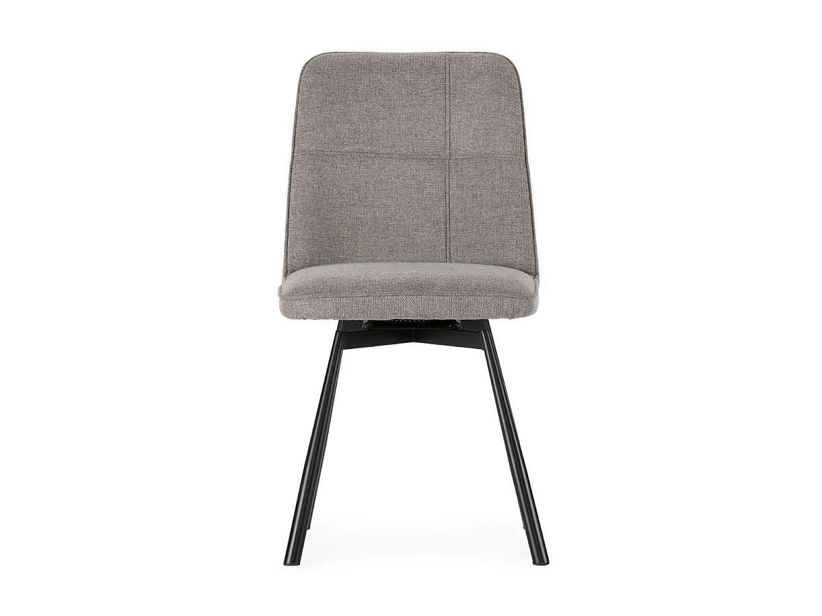 Lot de 4 chaises pivotantes tissu maillé gris surpiqûres décalées et pieds en métal noir - MICHAL