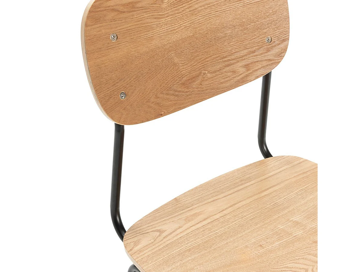 Lot de 2 chaises assise et dossier bois naturel pieds luge métal noir - SCOLA