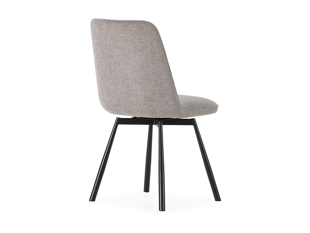 Lot de 2 chaises pivotantes tissu maillé gris surpiqûres décalées et pieds en métal noir - MICHAL