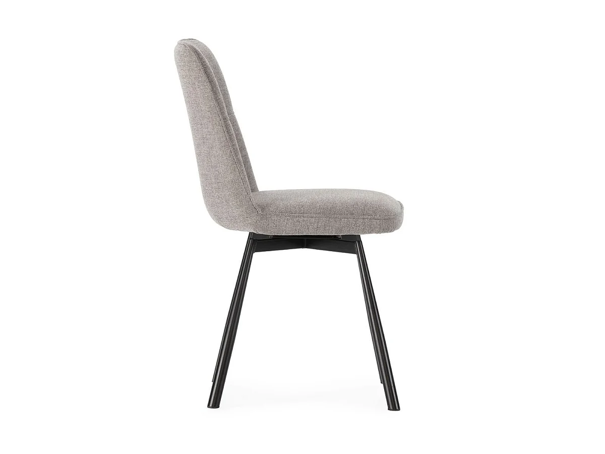 Lot de 2 chaises pivotantes tissu maillé gris surpiqûres décalées et pieds en métal noir - MICHAL