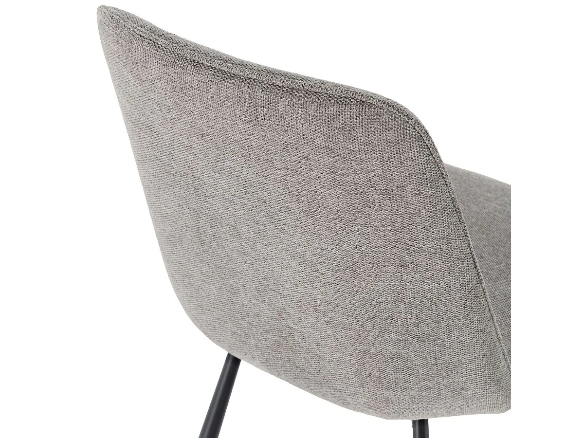 Lot de 2 chaises pivotantes tissu maillé gris surpiqûres décalées et pieds en métal noir - MICHAL