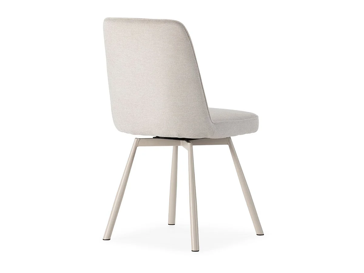 Lot de 2 chaises pivotantes tissu maillé beige surpiqûres décalées et pieds en métal crème - MICHAL
