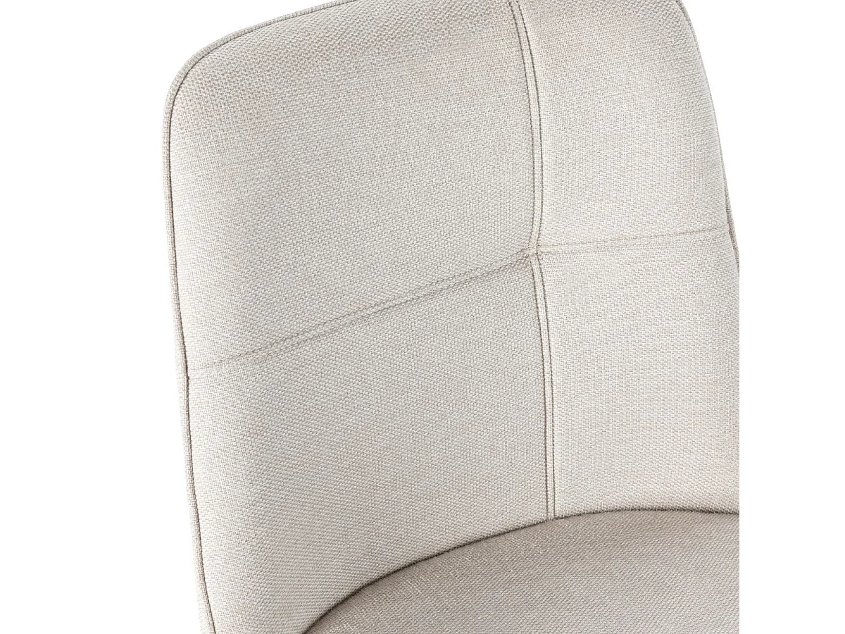 Lot de 4 chaises pivotantes tissu maillé beige surpiqûres décalées et pieds en métal crème - MICHAL