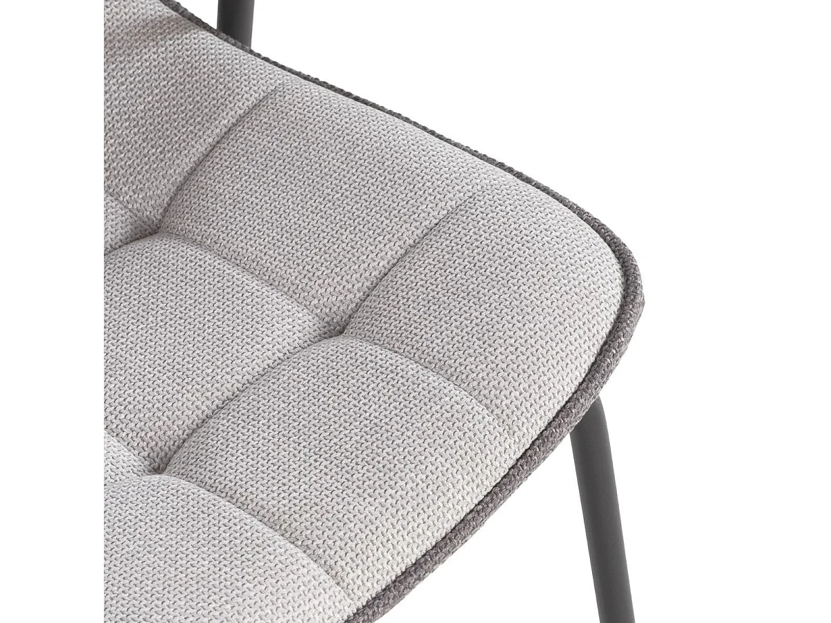 Lot de 2 chaises en tissu chiné gris 2 tons et métal noir - GIANA