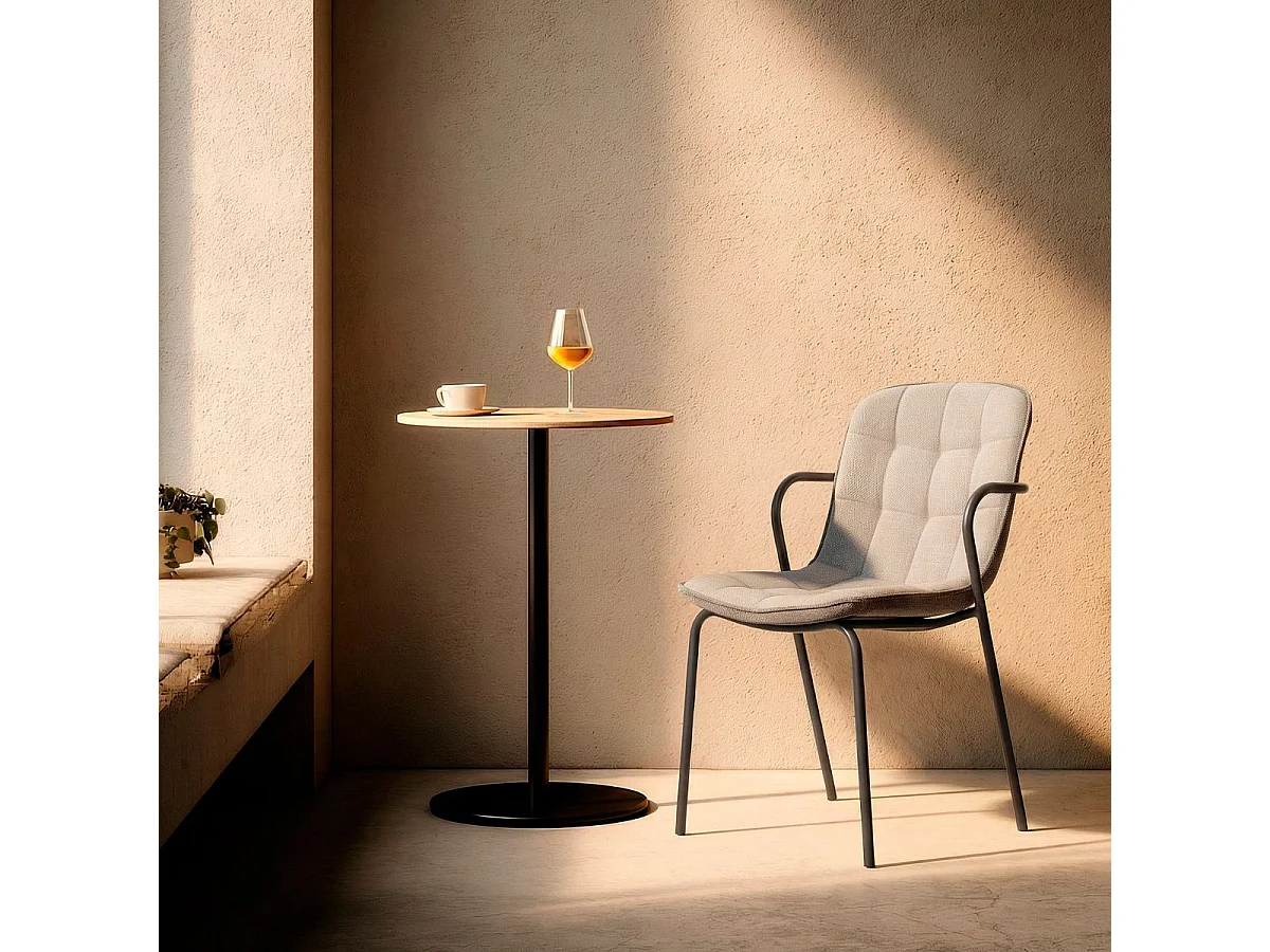 Lot de 2 chaises en tissu chiné gris 2 tons et métal noir - GIANA