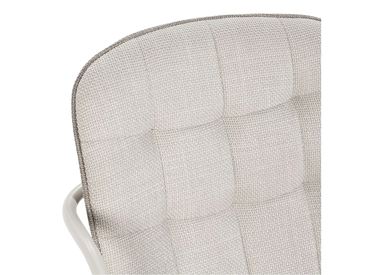 Lot de 2 chaises en tissu chiné beige 2 tons et métal crème - GIANA