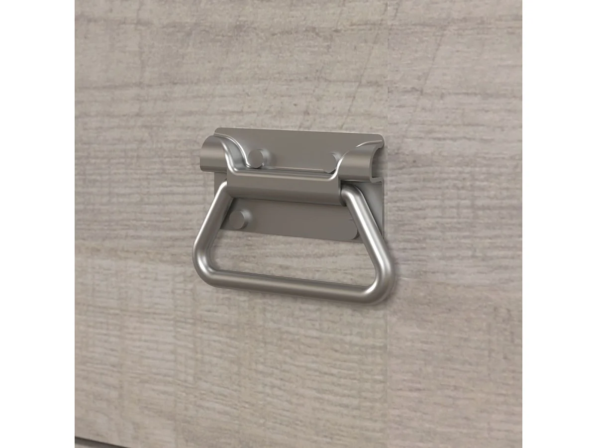 Commode 3 tiroirs aspect bois grisé et 1 façade anthracite sérigraphiée - ZIGGY