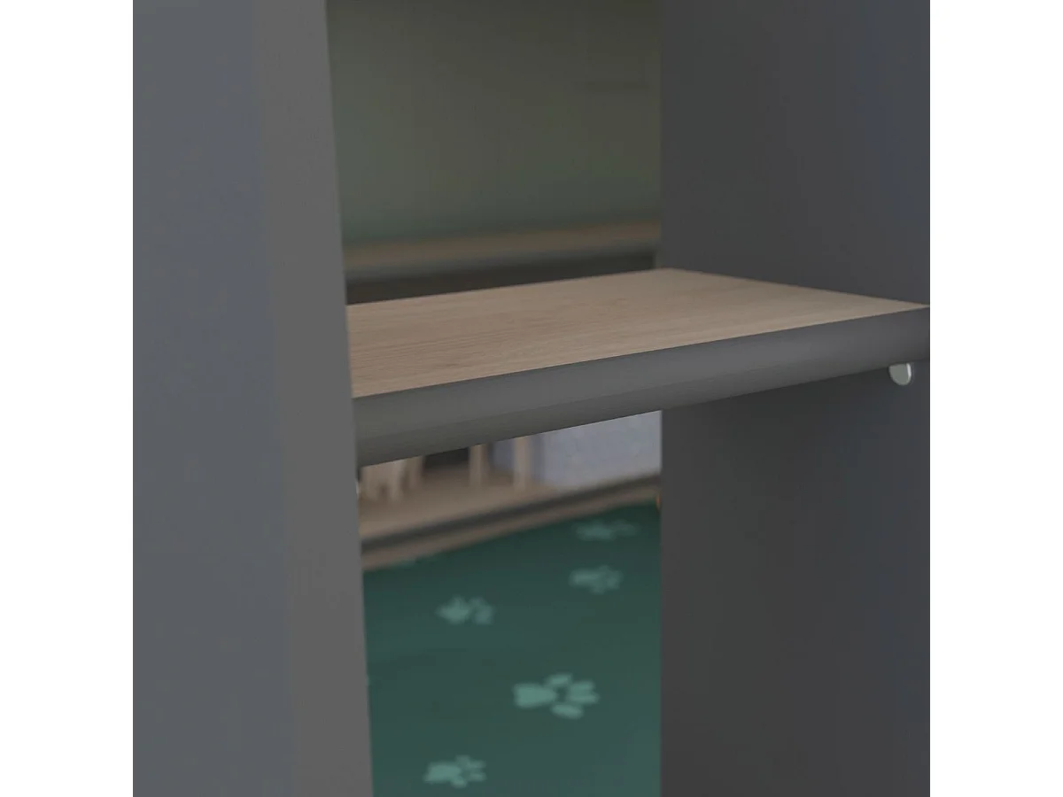 Lits 90x200 superposés aspect bois avec niches fond anthracite - LEANE