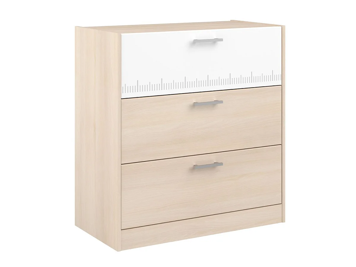 Chambre lit 90x190 avec 1 chevet 1 armoire 3P et 1 commode - CHARLINE
