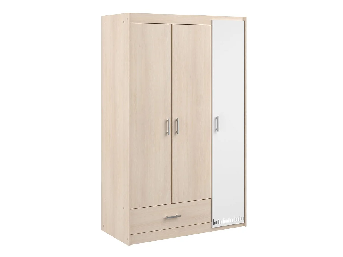 Chambre complète lit 90x190 avec environnement + armoire 3P + bureau + commode - CHARLINE