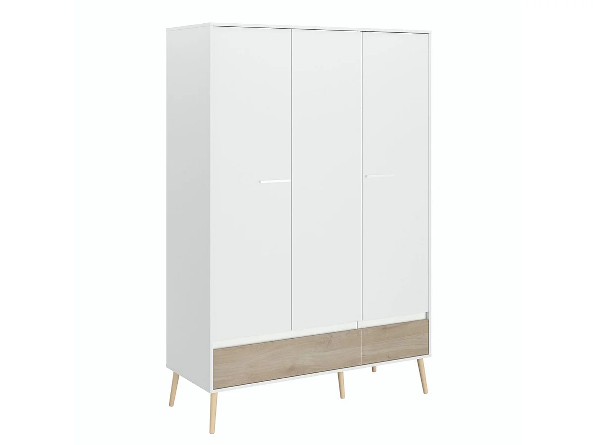 Chambre complète lit 140x200 avec 2 chevets 1 armoire 3P et 1 commode - BORGALL