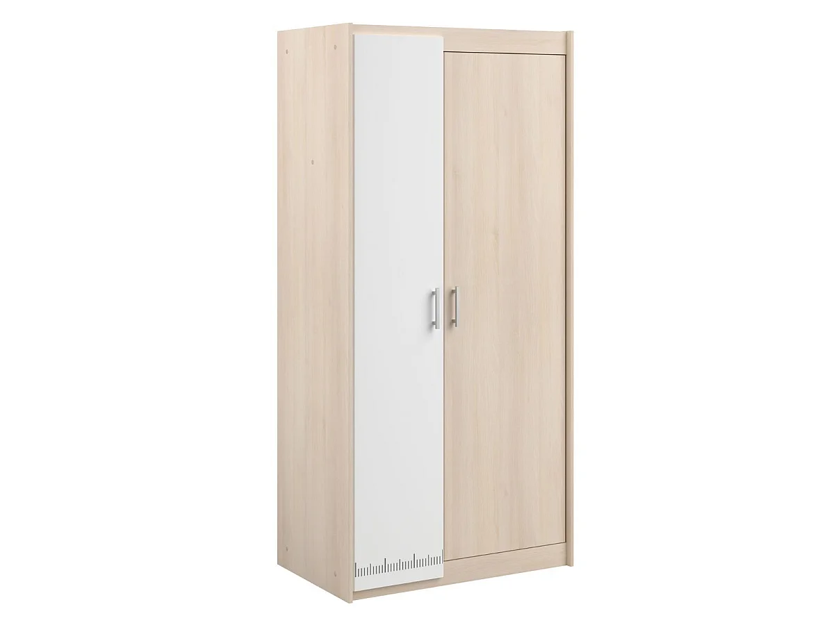Chambre lit 90x190 avec environnement 1 armoire 2P et 1 commode - CHARLINE