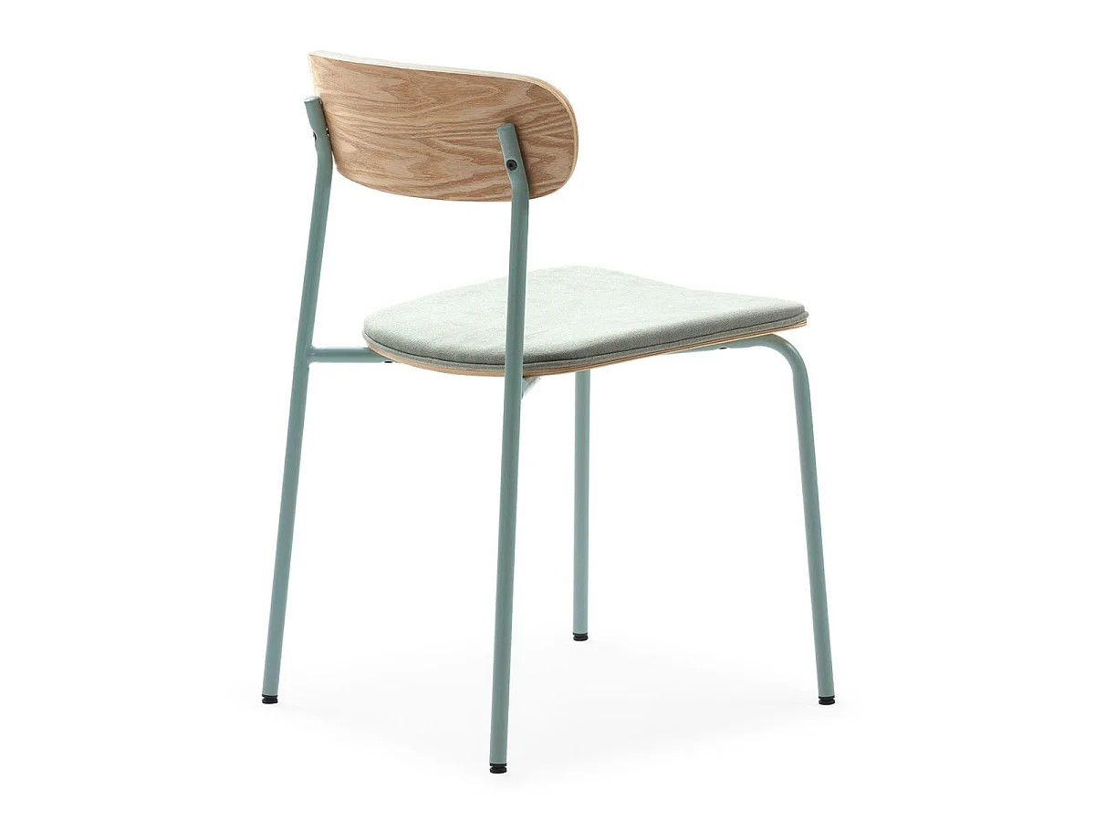 Table ronde blanche + 4 chaises bois et métal aigue-marine - CANTIQUE