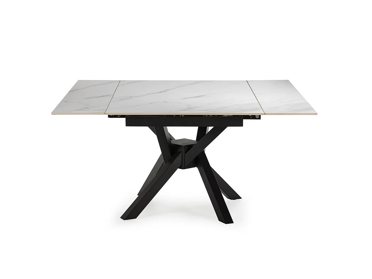 Table ext. en pierre blanche + 4 chaises pivotantes grises - ARIETTE