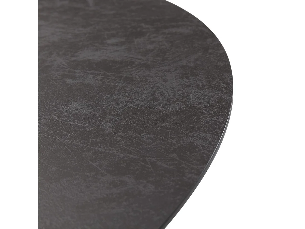 Table ronde design + 4 chaises tissu gris et métal noir - AMAEL