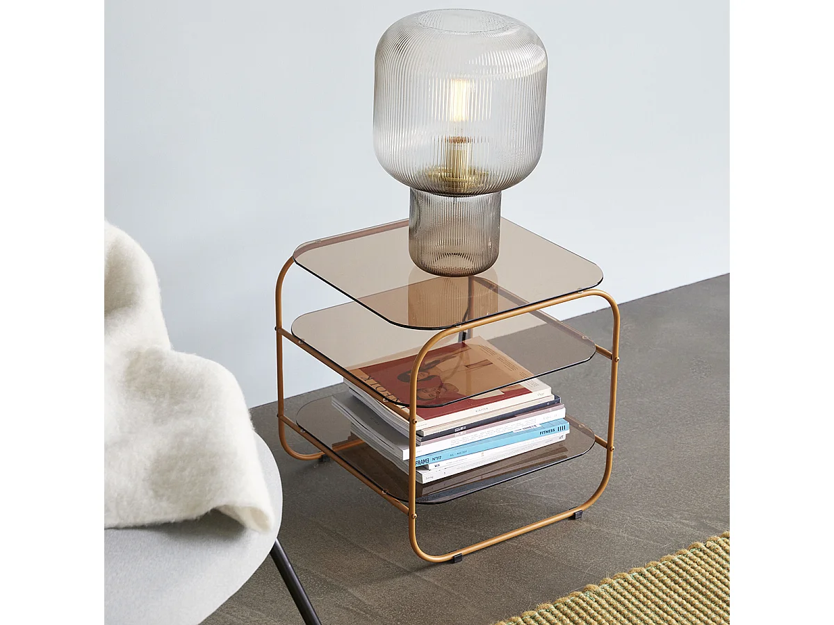 Hübsch Lampe de table Verre Brun PIRUM