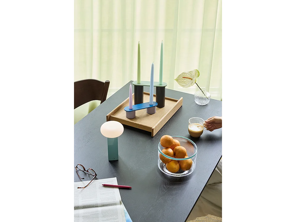 Hübsch Lampe Portable Verre Bleu LOW