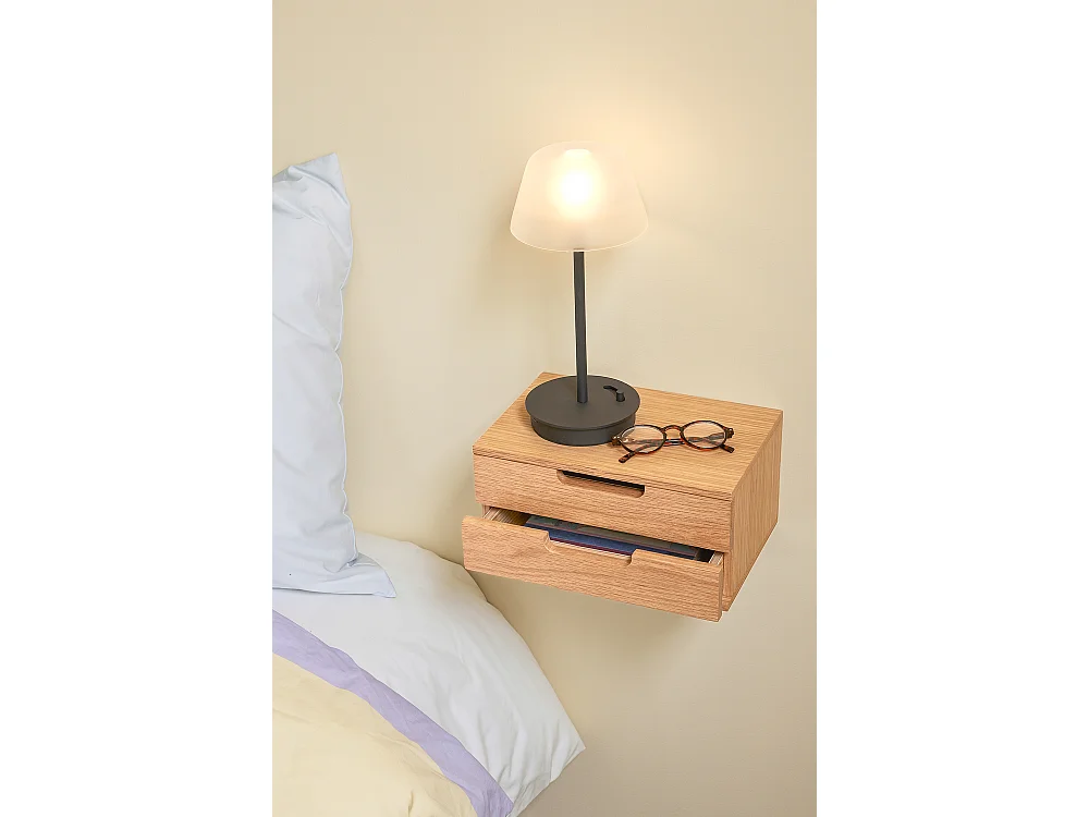Hübsch Lampe de table Portable Verre Noire SALON