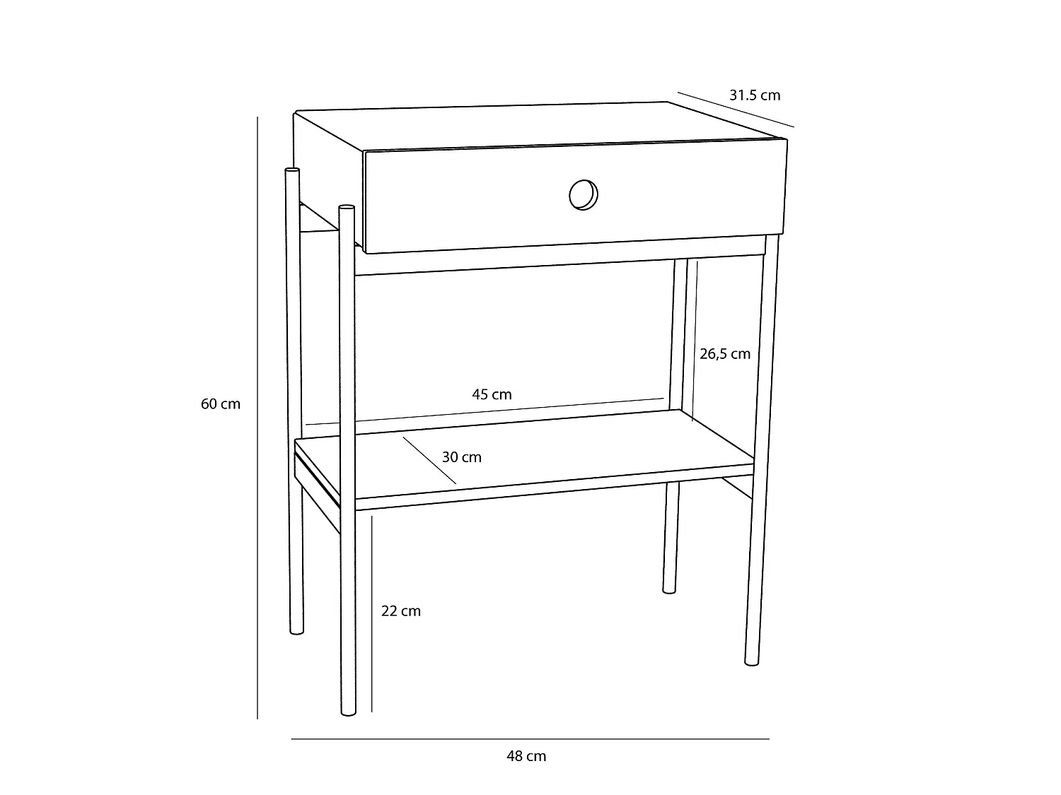 Hübsch Table de chevet Noir Bois noir NOIR