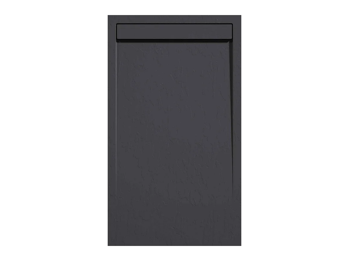 Mineralguss-Duschwanne extra flach CLEVER Schieferoptik ANTHRAZIT 70x180 cm