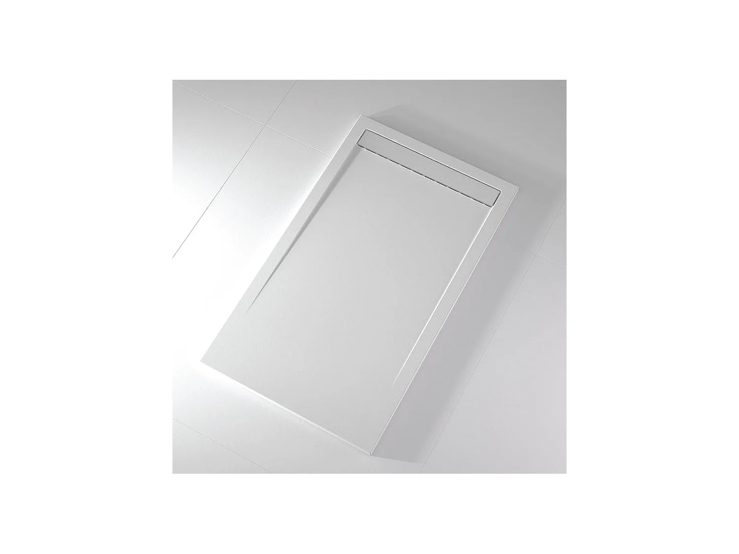 Mineralguss-Duschwanne extra flach CLEVER Schieferoptik WEIß 80x160 cm