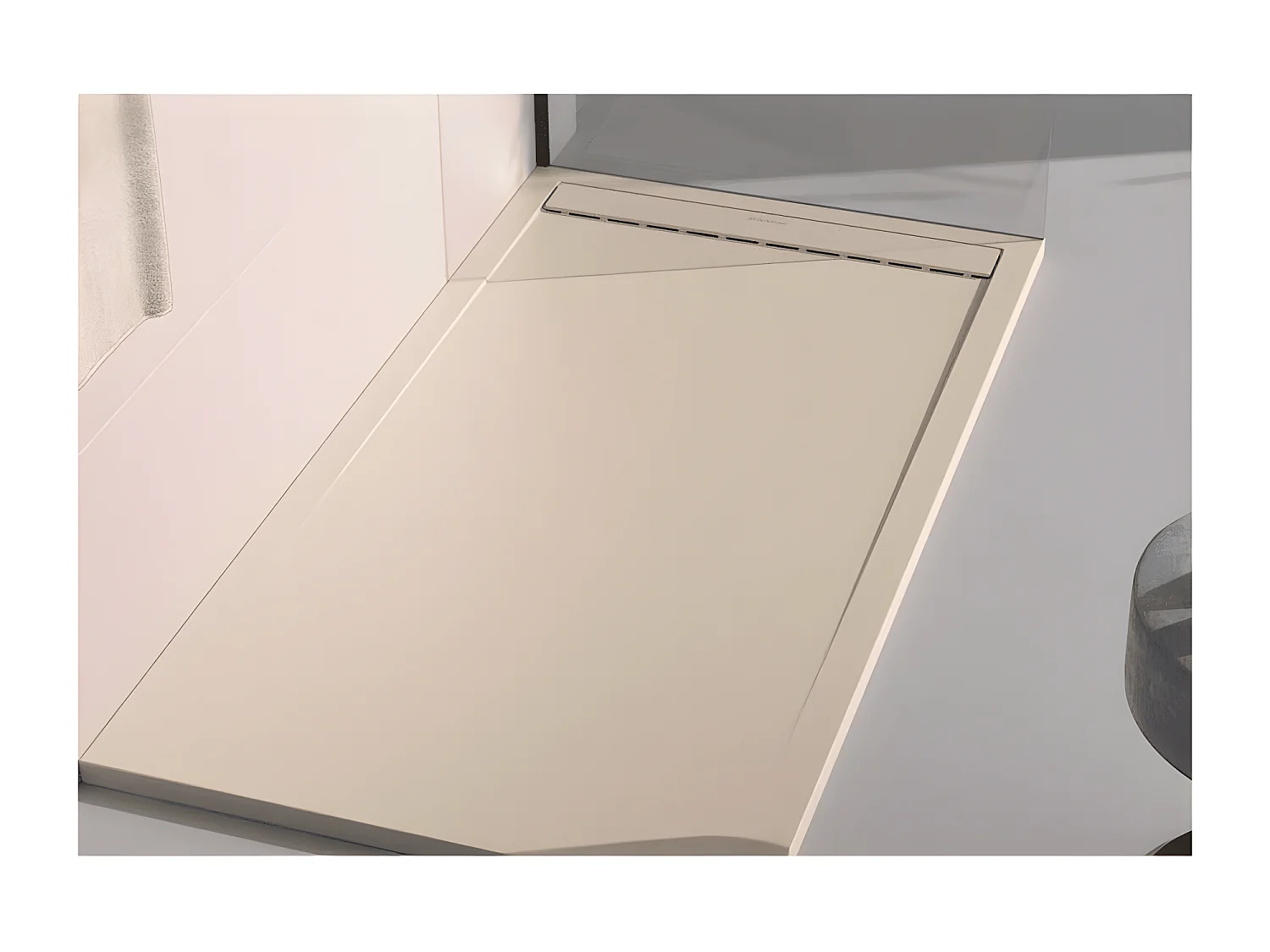 Mineralguss-Duschwanne extra flach CLEVER Schieferoptik BEIGE 90x140 cm