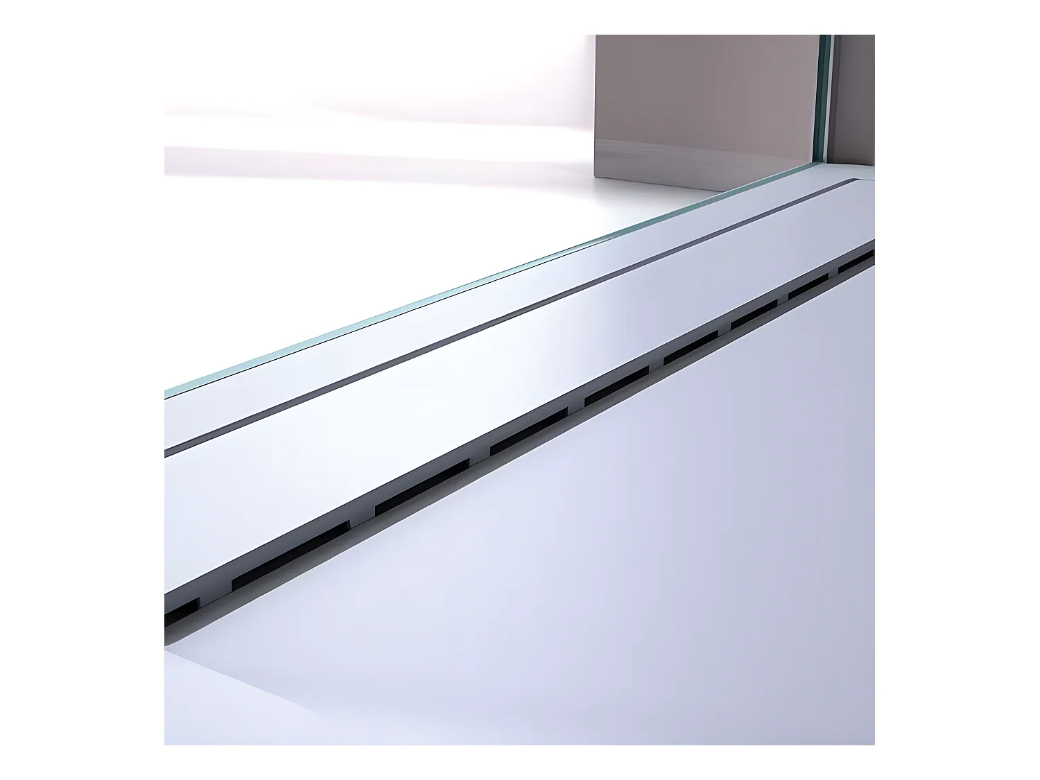 Mineralguss-Duschwanne extra flach CLEVER Schieferoptik WEIß 70x120 cm