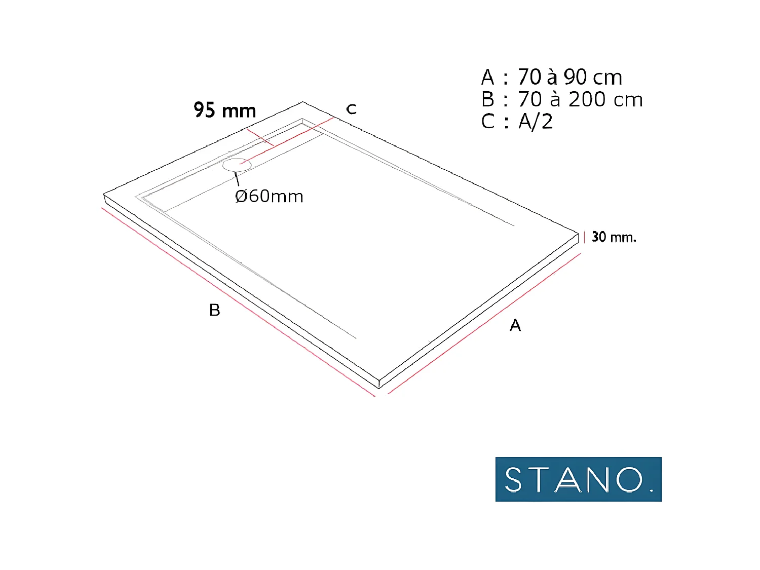 Plato de ducha pizarra CLEVER CREMA  90x160 cm