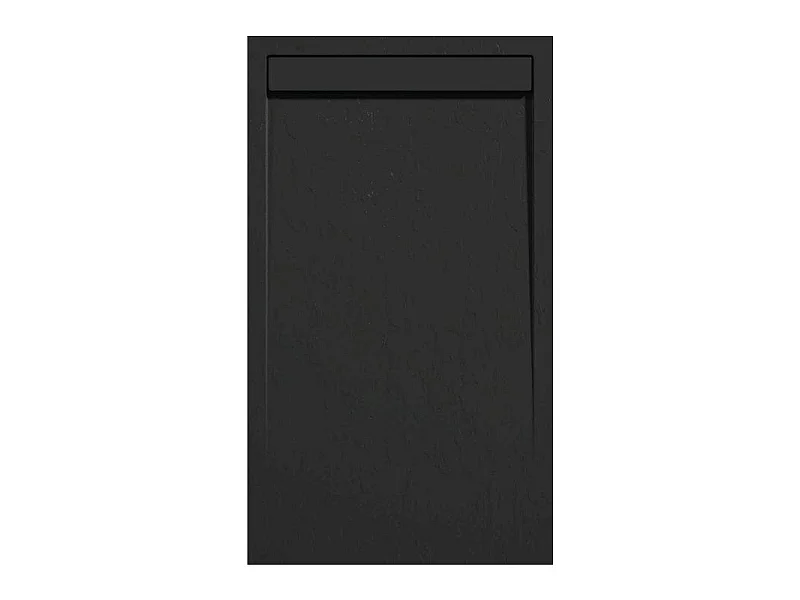 Mineralguss-Duschwanne extra flach CLEVER Schieferoptik SCHWARZ 90x160 cm  Auslaufschutz in Farbe
