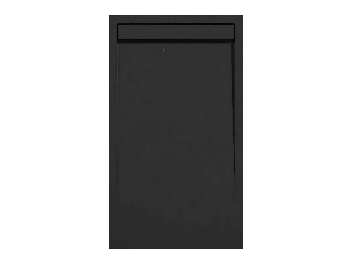 Mineralguss-Duschwanne extra flach CLEVER Schieferoptik SCHWARZ 70x80 cm