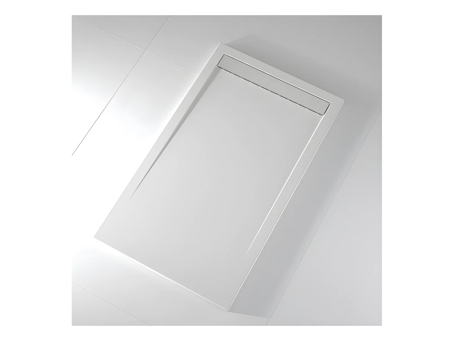 Mineralguss-Duschwanne extra flach CLEVER Schieferoptik WEIß 70x90 cm