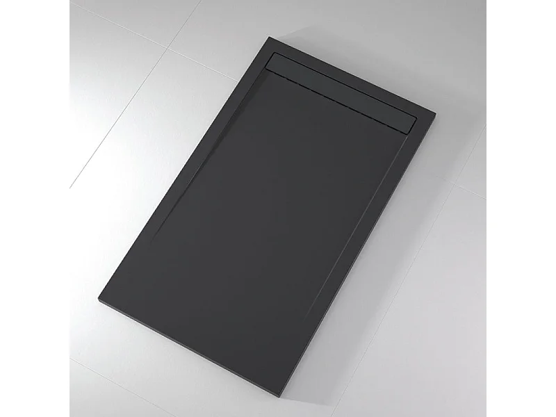 Mineralguss-Duschwanne extra flach CLEVER Schieferoptik ANTHRAZIT 70x130 cm  Auslaufschutz in Farbe