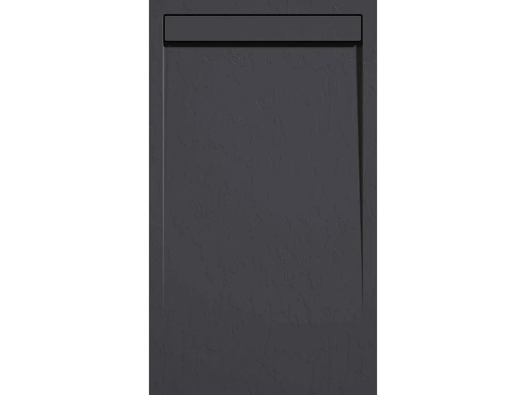 Mineralguss-Duschwanne extra flach CLEVER Schieferoptik ANTHRAZIT 70x130 cm  Auslaufschutz in Farbe