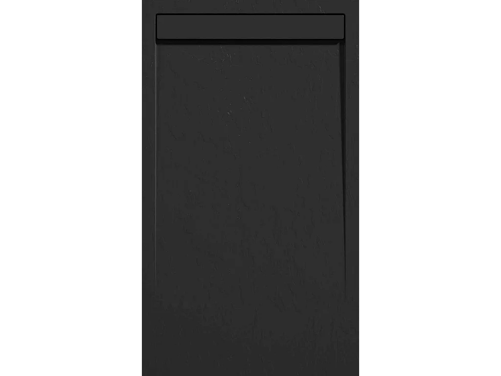 Mineralguss-Duschwanne extra flach CLEVER Schieferoptik SCHWARZ 90x130 cm  Auslaufschutz in Farbe