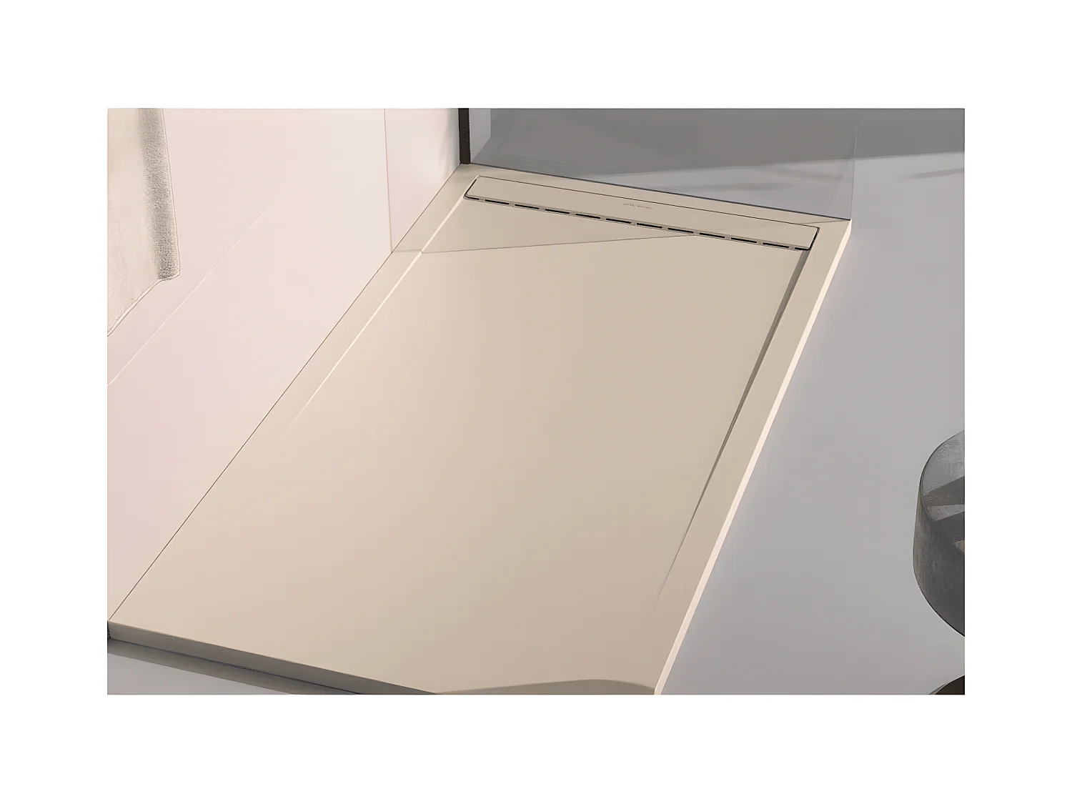 Mineralguss-Duschwanne extra flach CLEVER Schieferoptik BEIGE 70x200 cm