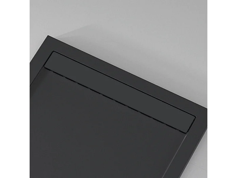 Mineralguss-Duschwanne extra flach CLEVER Schieferoptik ANTHRAZIT 70x190 cm  Auslaufschutz in Farbe