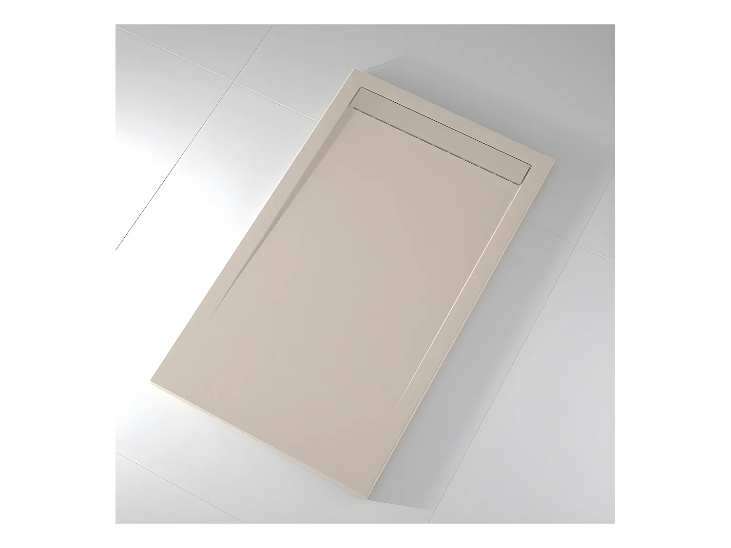 Mineralguss-Duschwanne extra flach CLEVER Schieferoptik BEIGE 80x130 cm